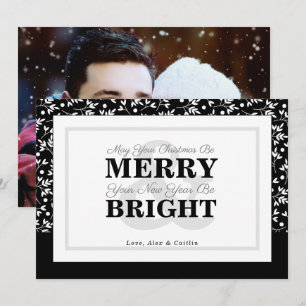 Festiva Tarjeta fotográfica de verde para Navidades blanco