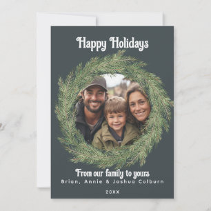 Festiva Tarjeta fotográfica de Wreath de vacaciones
