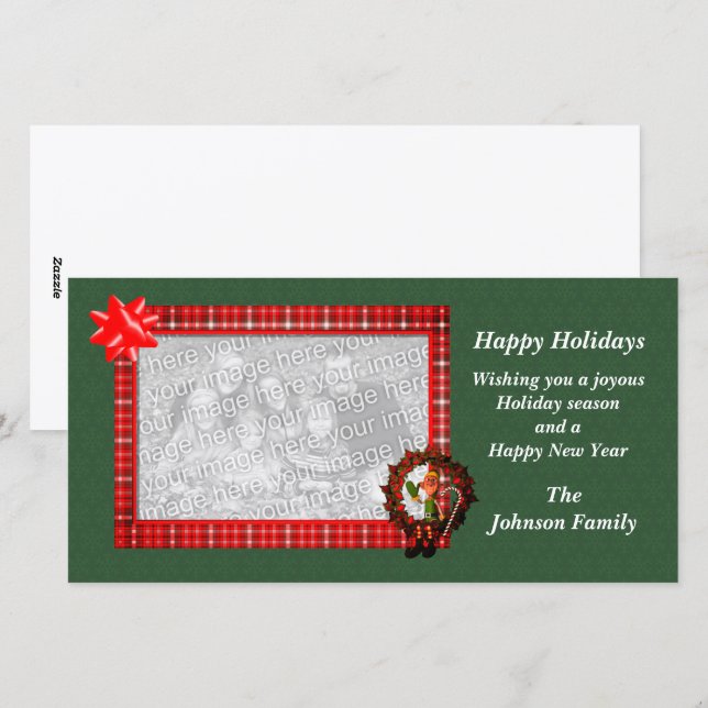 Festiva Tarjeta fotográfica de Wreath para hombres de vaca (Anverso / Reverso)