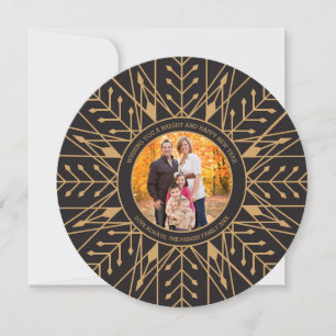 Festiva Tarjeta fotográfica Deco Snowflake para Año Nuevo