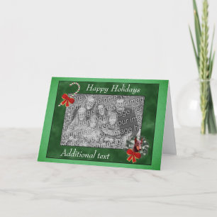Festiva Tarjeta fotográfica Doberman Wreath Holiday para n