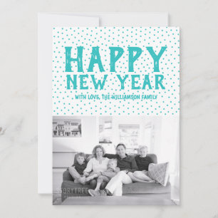 Festiva Tarjeta fotográfica Doted Happy New Year   Turques
