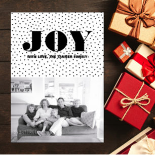 Festiva Tarjeta fotográfica Doted Joy Holiday Negro