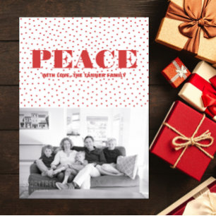 Festiva Tarjeta fotográfica Doted Peace Holiday Rojo