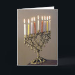 Festiva Tarjeta fotográfica Driedel Chanukah<br><div class="desc">Enviar saludos de Chanukah con una elegante menorah de plata con velas encendidas.</div>