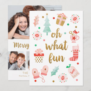 Festiva Tarjeta fotográfica familiar de Navidades divertid