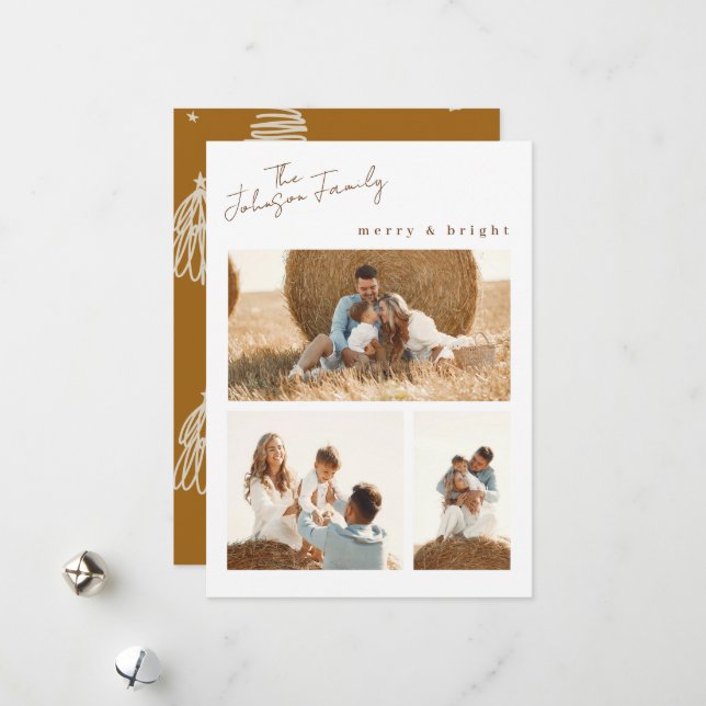 Festiva Tarjeta fotográfica familiar de Navidades modernos (Anverso/Reverso In Situ)