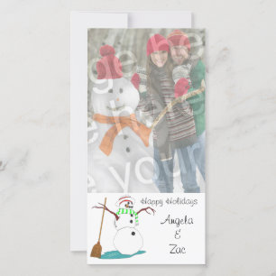 Festiva Tarjeta fotográfica Feliz feriado de Snowman Perso