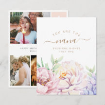 Tarjeta fotográfica floral personalizada para Nana