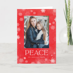 Festiva Tarjeta fotográfica Frost Peace Red Watercolor