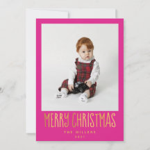 Tarjeta fotográfica Glam Rosa para Navidades y vac