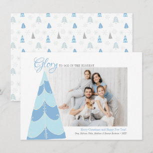 Festiva Tarjeta fotográfica Gloria al árbol azul de Dios