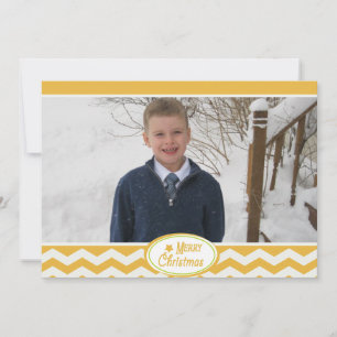 Festiva Tarjeta fotográfica Gold Chevron Stripe Holiday