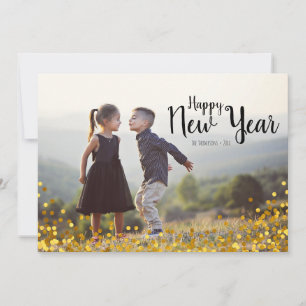 Festiva Tarjeta fotográfica Gold Confetti Happy New Year