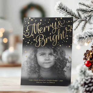 Festiva Tarjeta fotográfica Gold Confetti Merry Bright Per