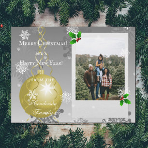Festiva Tarjeta fotográfica Gold Fancy Christmas Ornament 