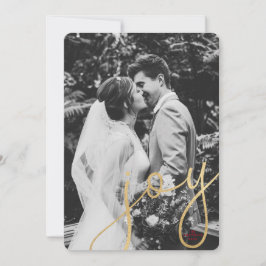 Festiva Tarjeta fotográfica Gold Joy Holiday con rojo