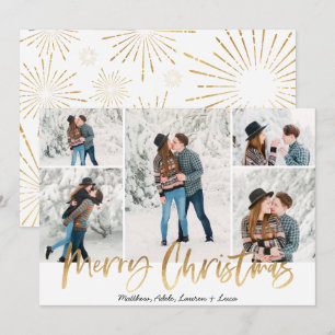 Festiva Tarjeta fotográfica Gold Merry Christmas Five Pict