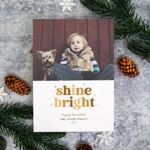 Festiva Tarjeta fotográfica Gold Shine Bright Hanukkah