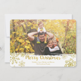 Festiva Tarjeta fotográfica Gold Snowflake Merry Christmas