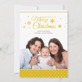 Festiva Tarjeta fotográfica Golden Yellow Merry Christmas