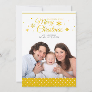 Festiva Tarjeta fotográfica Golden Yellow Merry Christmas