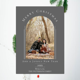 Festiva Tarjeta fotográfica Gray Modern Arch Frame Holiday