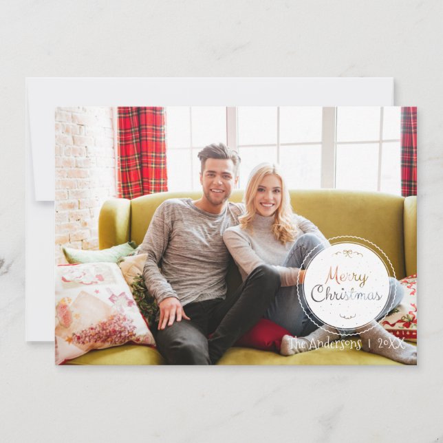 Festiva Tarjeta fotográfica Gre & White Christmas Ornament (Anverso)