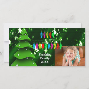 Festiva Tarjeta fotográfica Green Fake Christmas Tree and 