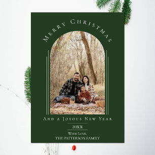 Festiva Tarjeta fotográfica Green Modern Arch Frame Holida