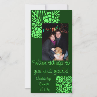 Festiva Tarjeta fotográfica Green Pine Cone Holiday