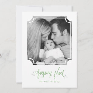 Festiva Tarjeta fotográfica Hand Lettered Joyeux Noel Holi