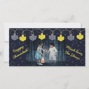 Festiva Tarjeta fotográfica Hanukkah "Dreidel Banner"
