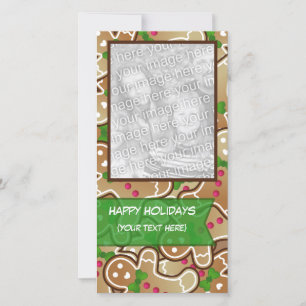 Festiva Tarjeta fotográfica "Happy Holidays" Gingerbread