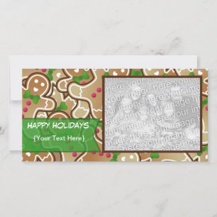 Festiva Tarjeta fotográfica "Happy Holidays" Gingerbread
