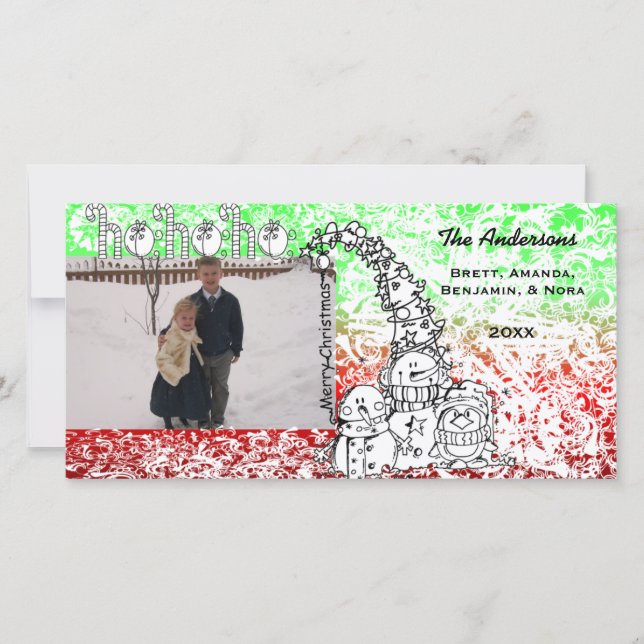 Festiva Tarjeta fotográfica Ho Ho Ho Ho Holidays (Anverso)