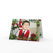 Tarjeta fotográfica Holly Frame Christmas