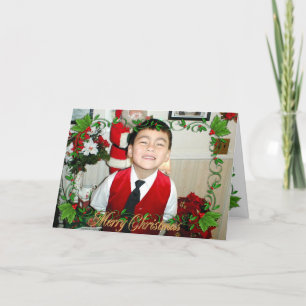 Festiva Tarjeta fotográfica Holly Frame Christmas