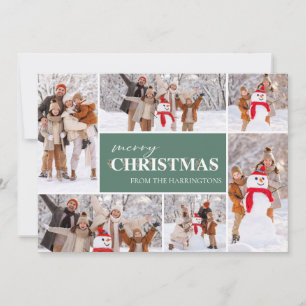 Festiva Tarjeta fotográfica Holly Merry Christmas Collage