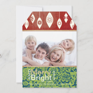 Festiva Tarjeta fotográfica Lime Green Red Merry y Bright