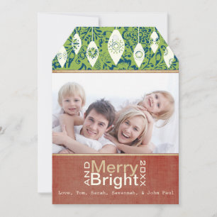 Festiva Tarjeta fotográfica Lime Green Red Merry y Bright
