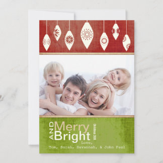 Festiva Tarjeta fotográfica Lime Green Red Merry y Bright