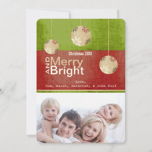 Festiva Tarjeta fotográfica Lime Green Red Merry y Bright 