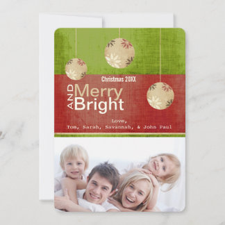 Festiva Tarjeta fotográfica Lime Green Red Merry y Bright 