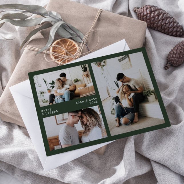 Festiva Tarjeta fotográfica Merry and Bright Minimalista H (Subido por el creador)