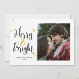 Festiva Tarjeta fotográfica Merry & Bright Modern Gold