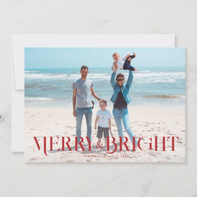 Festiva Tarjeta fotográfica mínima para Navidades merry y  (Anverso)