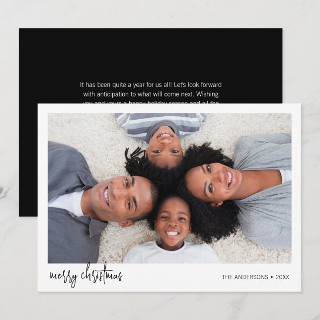 Festiva Tarjeta fotográfica minimalista de ferias navideña (Anverso / Reverso)