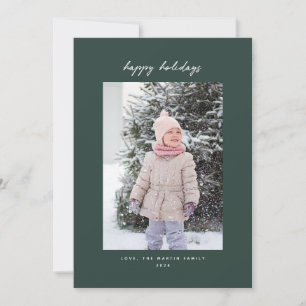Festiva Tarjeta fotográfica Minimalista de vacaciones verd