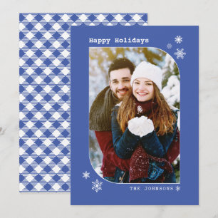Festiva Tarjeta fotográfica Minimalista moderna azul real
